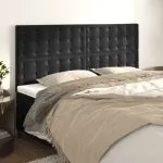 Tăblii de pat, 4 buc, negru, 100x5x78/88 cm, catifea