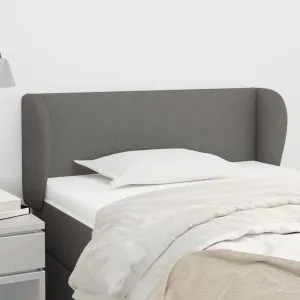 Tăblie de pat cu aripioare gri închis 103x23x78/88 cm textil