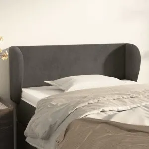 Tăblie de pat cu aripioare gri închis 83x23x78/88 cm catifea