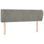 Tăblie de pat cu aripioare gri deschis 147x23x78/88 cm catifea