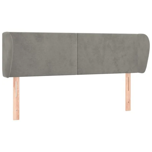 Tăblie de pat cu aripioare gri deschis 147x23x78/88 cm catifea