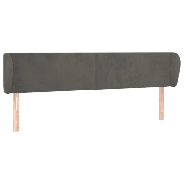 Tăblie de pat cu aripioare gri închis 183x23x78/88 cm catifea