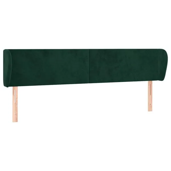 Tăblie de pat cu aripioare verde închis 183x23x78/88 cm catifea