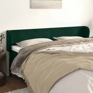 Tăblie de pat cu aripioare verde închis 203x23x78/88 cm catifea
