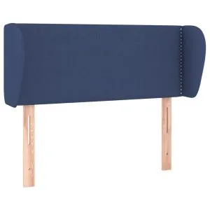 Tăblie de pat cu aripioare albastru 93x23x78/88 cm textil