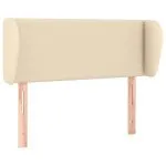 Tăblie de pat cu aripioare crem 103x23x78/88 cm textil