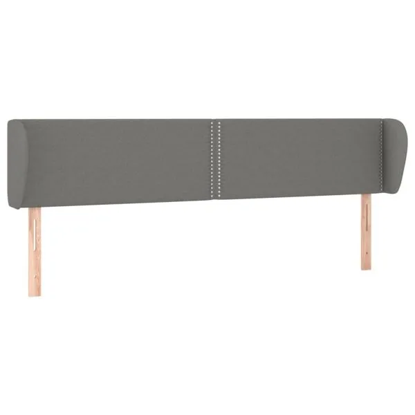 Tăblie de pat cu aripioare gri închis 163x23x78/88 cm textil