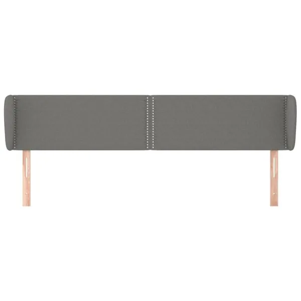 Tăblie de pat cu aripioare gri închis 163x23x78/88 cm textil