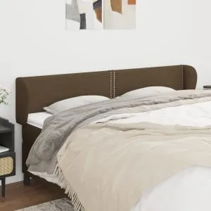 Tăblie de pat cu aripioare maro închis 163x23x78/88 cm textil