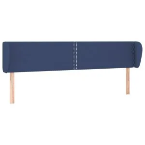 Tăblie de pat cu aripioare, albastru, 183x23x78/88 cm textil