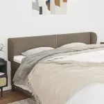 Tăblie de pat cu aripioare gri taupe 203x23x78/88 cm textil