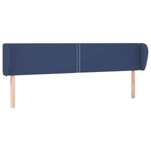 Tăblie de pat cu aripioare, albastru, 203x23x78/88 cm textil