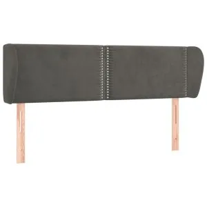 Tăblie de pat cu aripioare gri închis 147x23x78/88 cm catifea