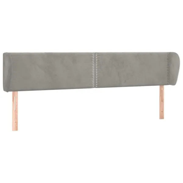 Tăblie de pat cu aripioare gri deschis 163x23x78/88 cm catifea