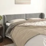 Tăblie de pat cu aripioare gri deschis 203x23x78/88 cm catifea