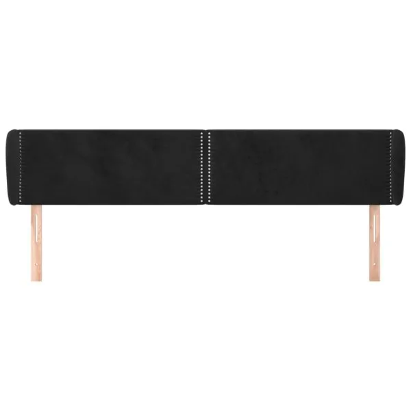 Tăblie de pat cu aripioare negru 203x23x78/88 cm catifea