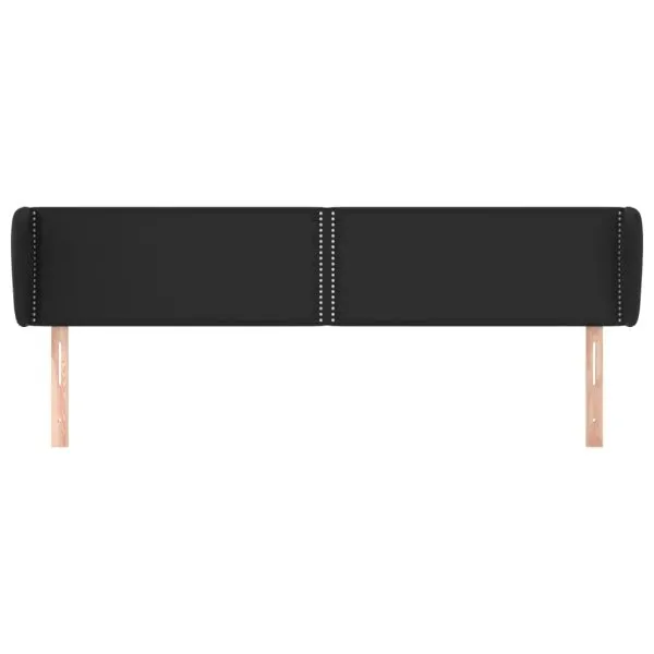 Tăblie de pat cu aripioare negru 163x23x78/88cm piele ecologică