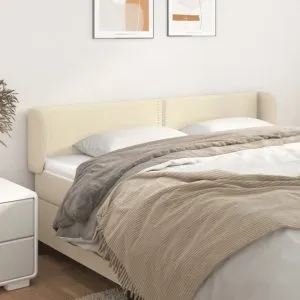 Tăblie de pat cu aripioare crem 203x23x78/88 cm piele ecologică