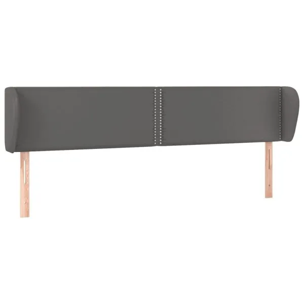 Tăblie de pat cu aripioare gri 203x23x78/88 cm piele ecologică