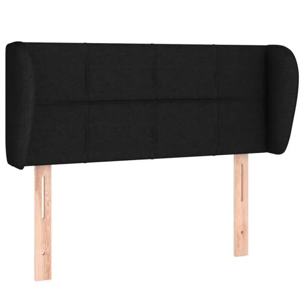 Tăblie de pat cu aripioare negru 93x23x78/88 cm textil