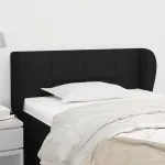 Tăblie de pat cu aripioare negru 93x23x78/88 cm textil