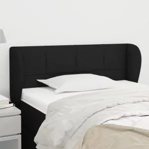 Tăblie de pat cu aripioare negru 93x23x78/88 cm textil