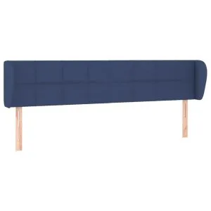 Tăblie de pat cu aripioare, albastru, 163x23x78/88 cm textil