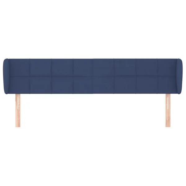 Tăblie de pat cu aripioare, albastru, 163x23x78/88 cm textil