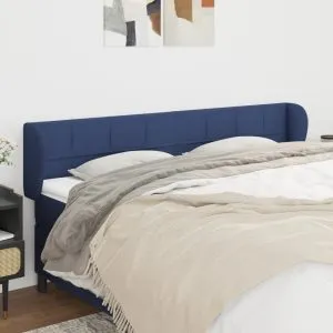 Tăblie de pat cu aripioare, albastru, 163x23x78/88 cm textil