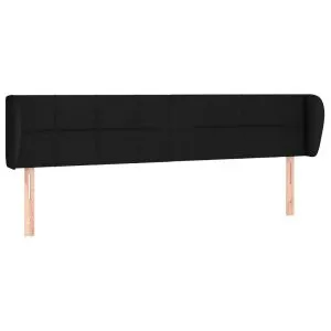 Tăblie de pat cu aripioare negru 203x23x78/88 cm textil