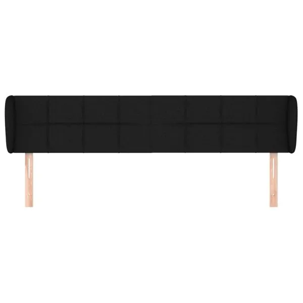Tăblie de pat cu aripioare negru 203x23x78/88 cm textil