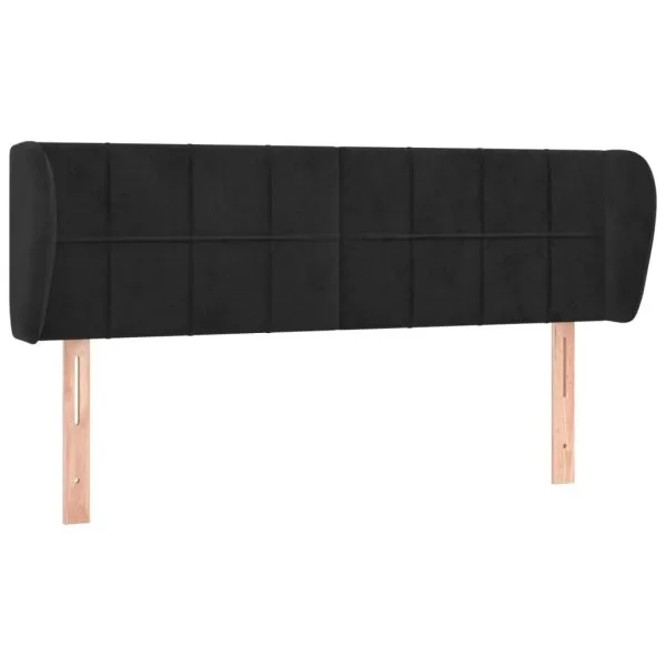 Tăblie de pat cu aripioare negru 147x23x78/88 cm catifea