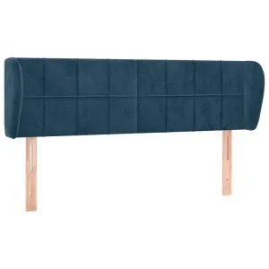 Tăblie pat cu aripioare albastru închis 147x23x78/88 cm catifea