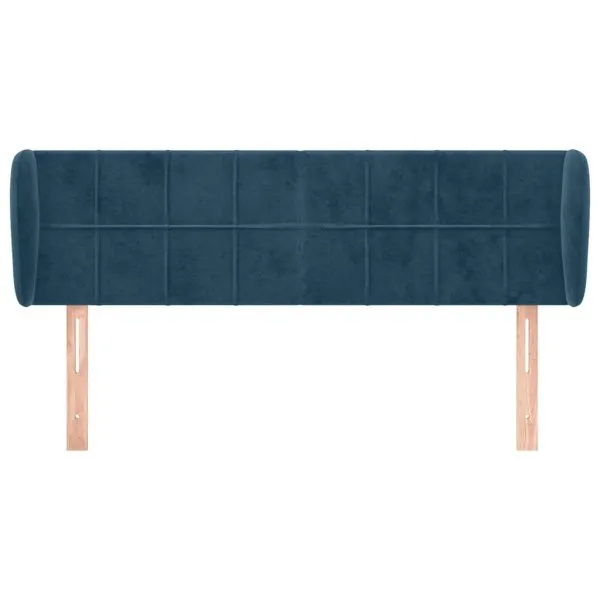 Tăblie pat cu aripioare albastru închis 147x23x78/88 cm catifea