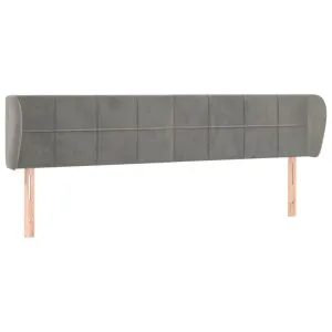 Tăblie de pat cu aripioare gri deschis 183x23x78/88 cm catifea