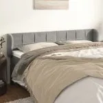 Tăblie de pat cu aripioare gri deschis 183x23x78/88 cm catifea