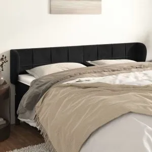 Tăblie de pat cu aripioare negru 183x23x78/88 cm catifea