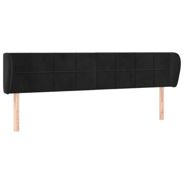 Tăblie de pat cu aripioare negru 203x23x78/88 cm catifea
