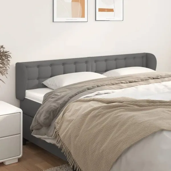 Tăblie de pat cu aripioare gri 183x23x78/88 cm piele ecologică