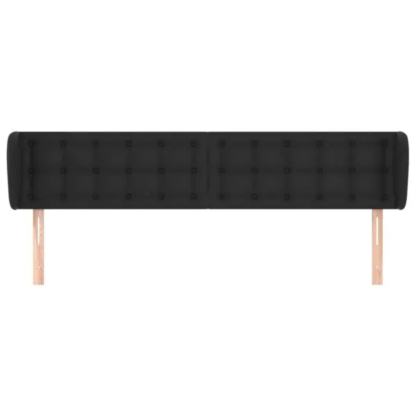 Tăblie de pat cu aripioare negru 203x23x78/88cm piele ecologică