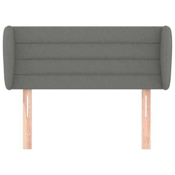 Tăblie de pat cu aripioare gri închis 93x23x78/88 cm textil