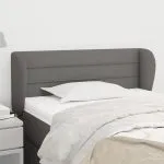 Tăblie de pat cu aripioare gri închis 93x23x78/88 cm textil