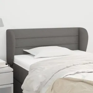 Tăblie de pat cu aripioare gri închis 93x23x78/88 cm textil
