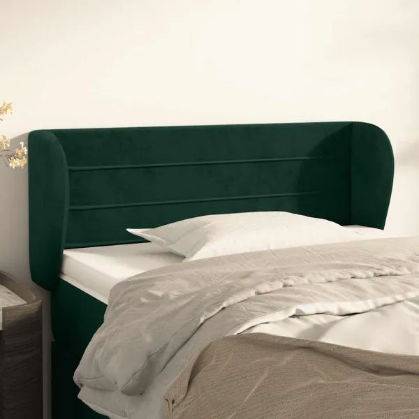 Tăblie de pat cu aripioare verde închis 103x23x78/88 cm catifea