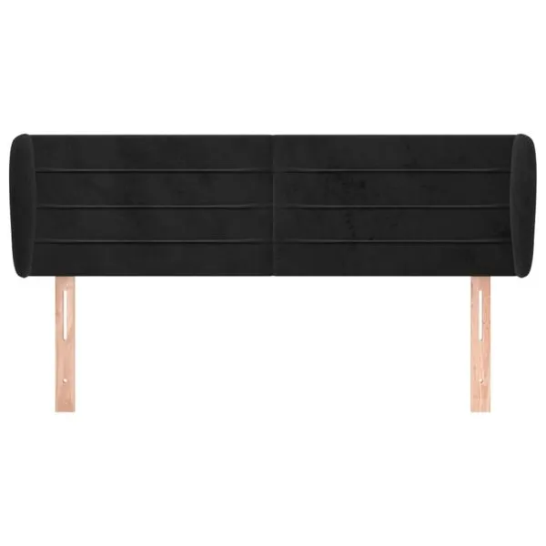 Tăblie de pat cu aripioare negru 147x23x78/88 cm catifea