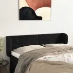 Tăblie de pat cu aripioare negru 147x23x78/88 cm catifea