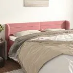 Tăblie de pat cu aripioare roz 163x23x78/88 cm catifea