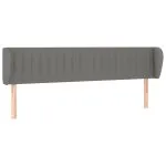 Tăblie de pat cu aripioare gri închis 203x23x78/88 cm textil