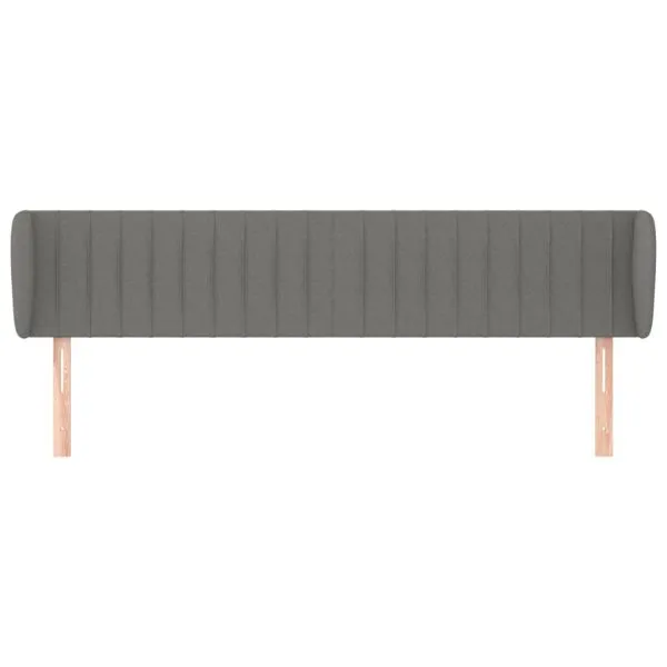 Tăblie de pat cu aripioare gri închis 203x23x78/88 cm textil