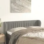Tăblie de pat cu aripioare gri deschis 147x23x78/88 cm catifea